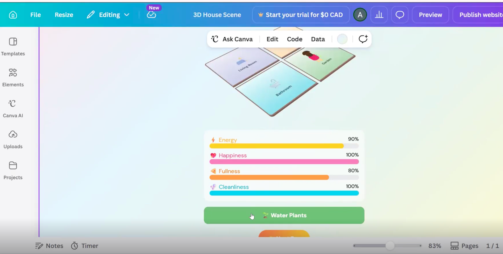 Virtual Home Sim, a student project